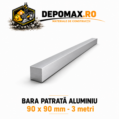 Bara patrata aluminiu 90 x 90 mm, 3 metri, EN AW-6082